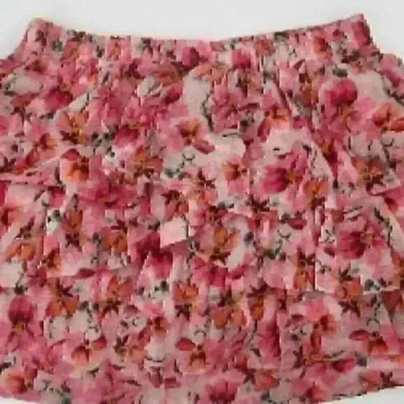 Endless Rose Pink Floral Large Multi-Tiered Ruffle Mini Skirt for Spring Summer - Picture 5 of 13